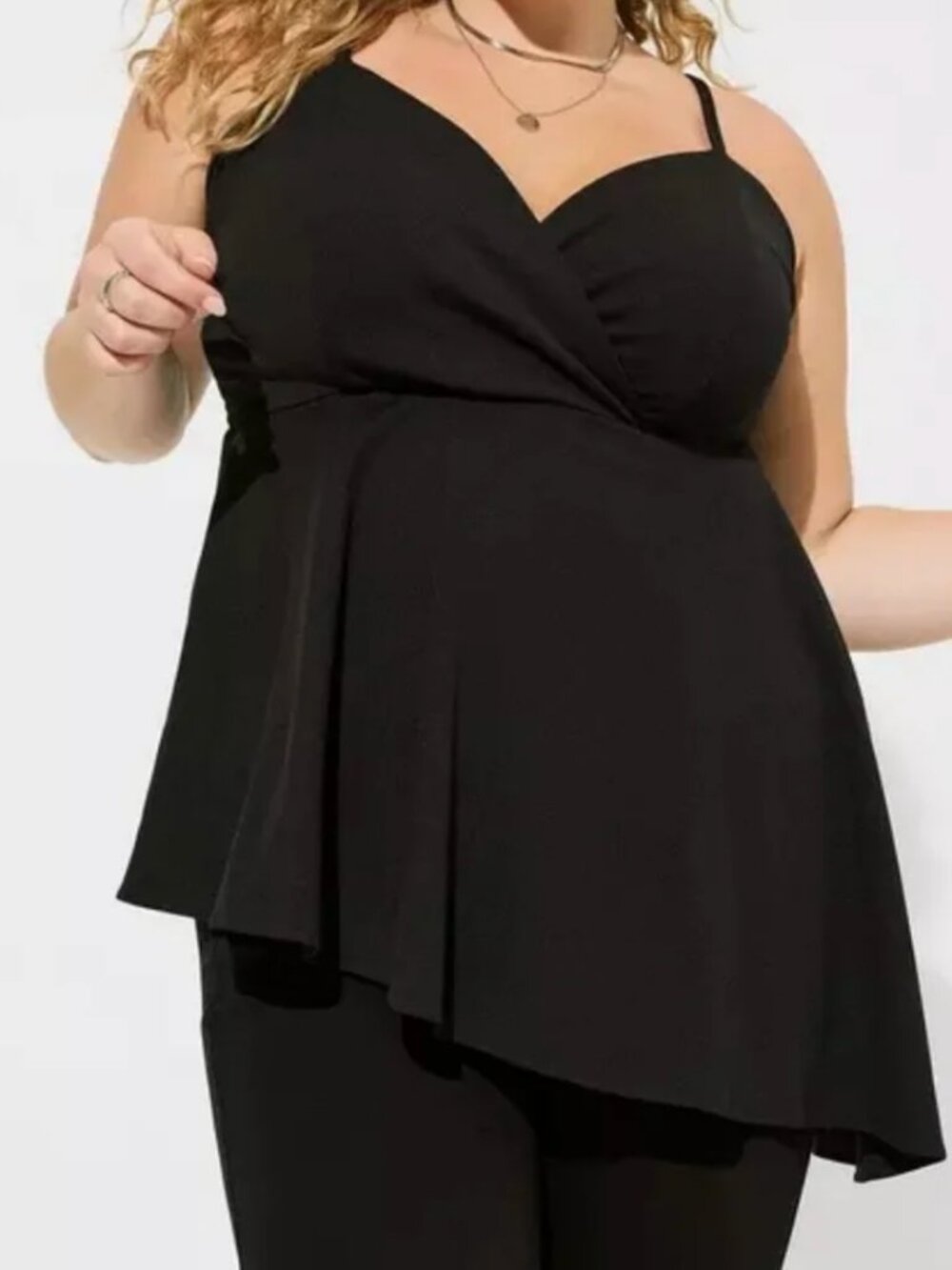 NWT Torrid Black Knit Surplice Asymmetrical Peplum Cami Size 2